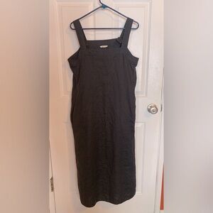 Eileen Fisher Washed Linen Pinafore Maxi Dress